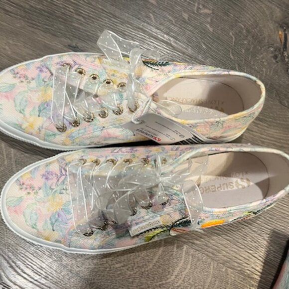 Super CUTE Superga x LoveShackFancy embroidered sneakers with ribbon laces🌴☀️ - Picture 4 of 9